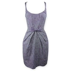 Yoana Baraschi Lavender Dress Bow Brocade Jacquard 60s Mod Retro Wiggle Chic M 8